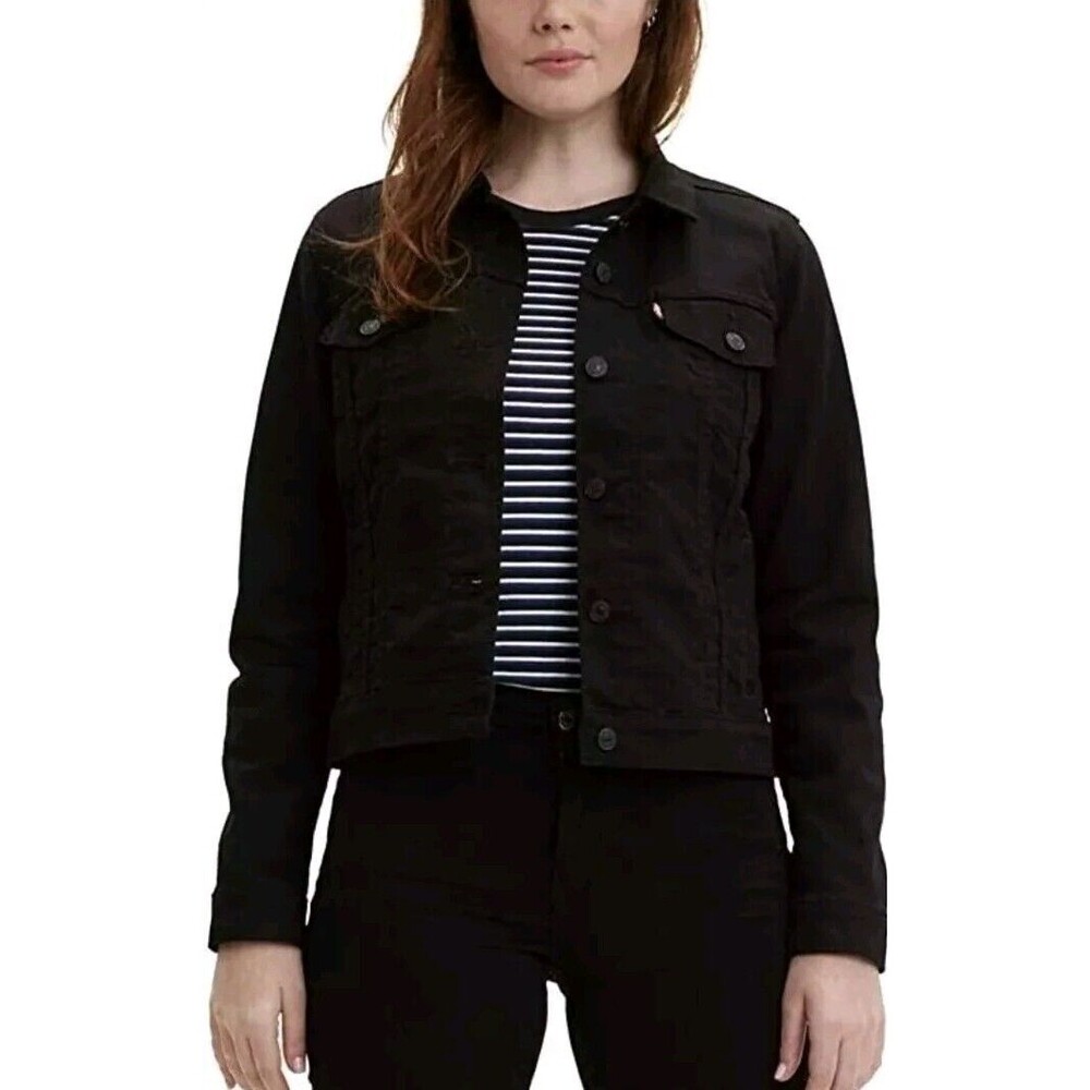 Levi's Women's Original Trucker Jacket, Black and Black Size 1X New